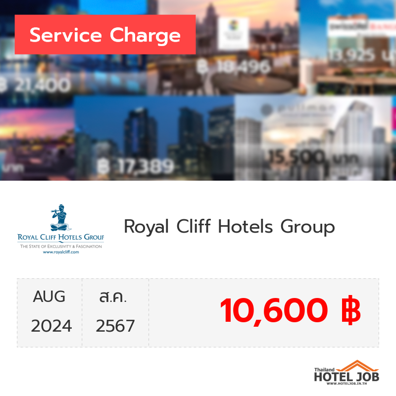 เซอร์วิสชาร์จ Royal Cliff Hotels Group สิงหาคม 2024