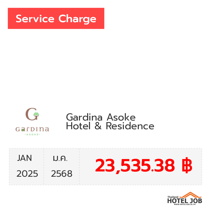 เซอร์วิสชาร์จ Gardina Asoke Hotel & Residence มกราคม 2025